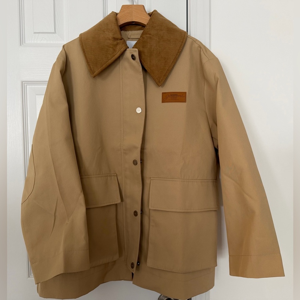 GANNI Camel Twill Midi Jacket - Picture 3 of 12